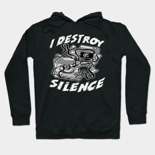 I Destroy Silence Old School White Hoodie